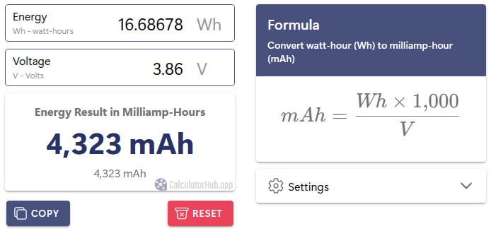 Convert watt-hour to milliamp-hour for iPhone 14 Pro Max battery.