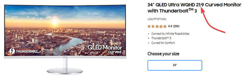 Samsung 34" QLED Ultra WQHD 21:9 Curved Monitor