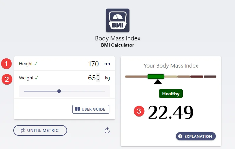Health Calculator - Enter your info and get result.