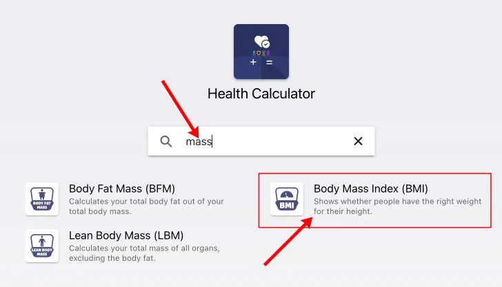 Find a calculator on Health Calculator app.