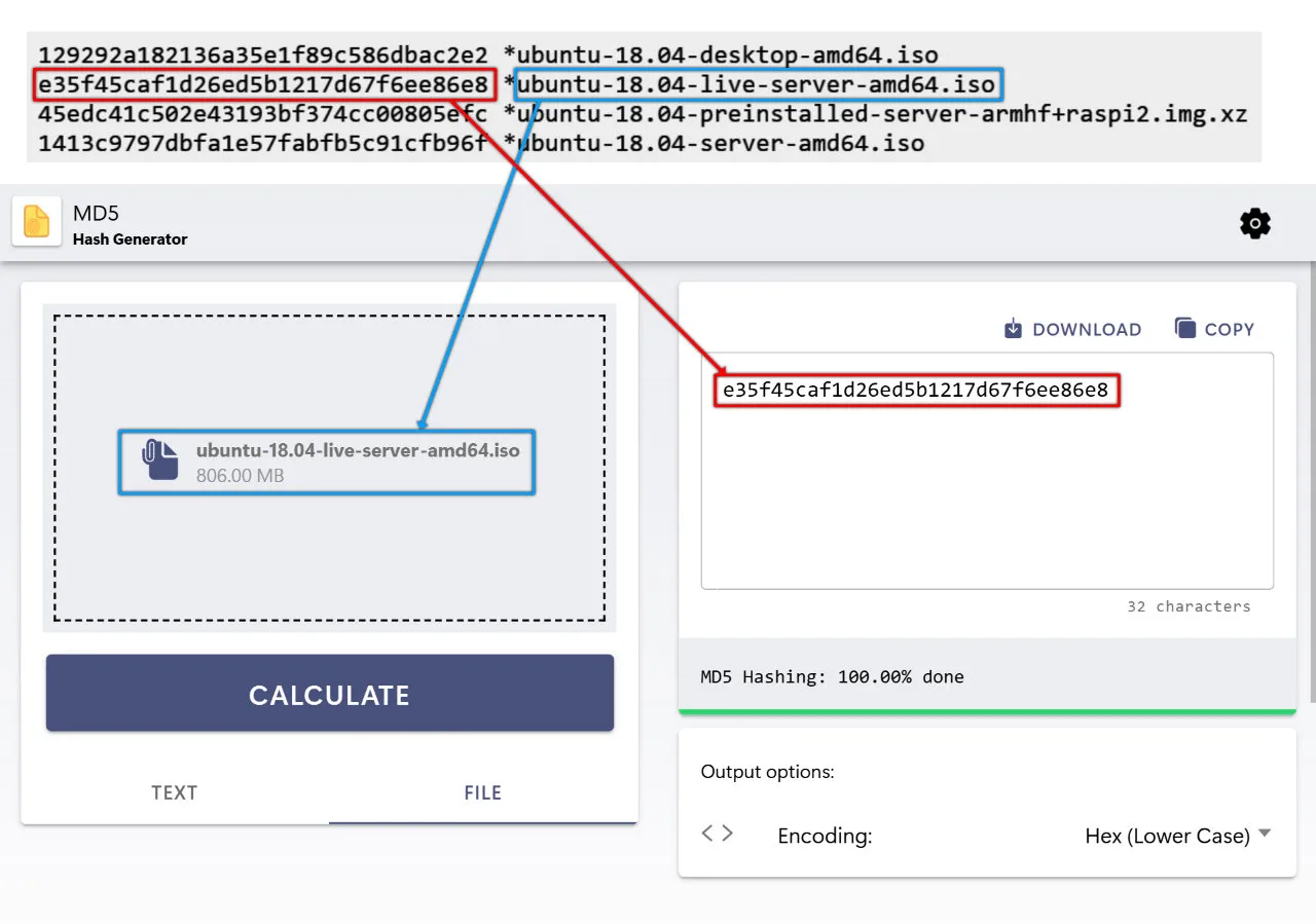 How to generate an MD5 hash for a file or document.