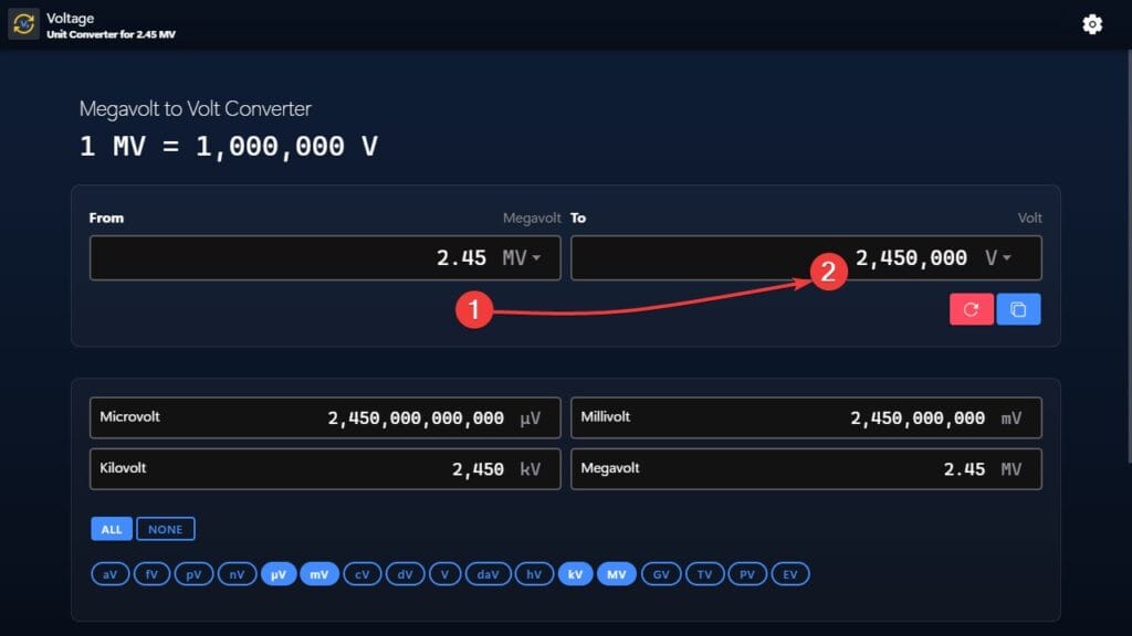 Megavolt to Volt Converter Icon