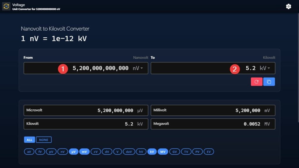 Nanovolt to Kilovolt Converter Example
