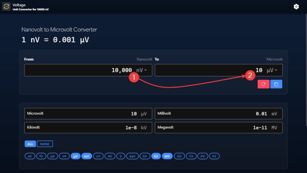 Nanovolt to Microvolt Converter Example