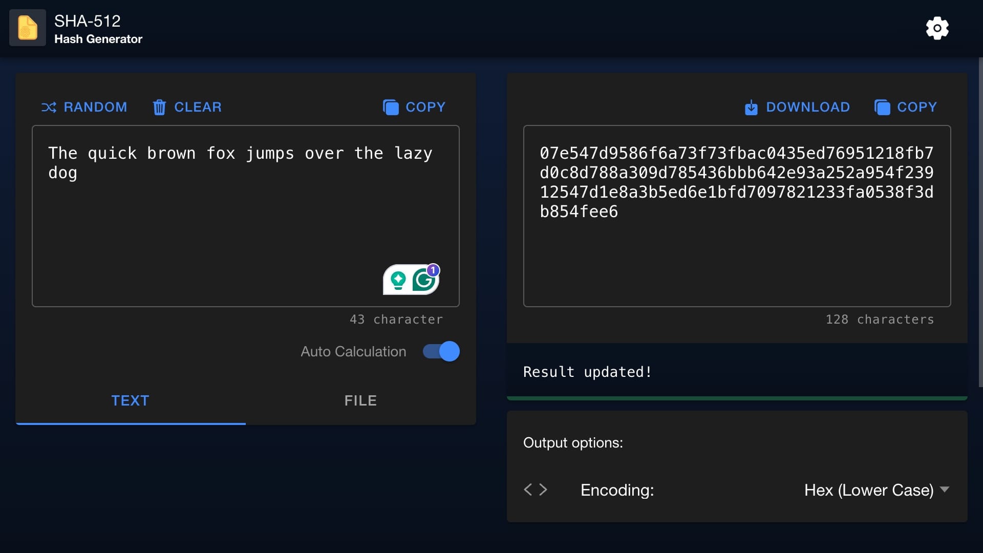 SHA-512 Hash Generator UI
