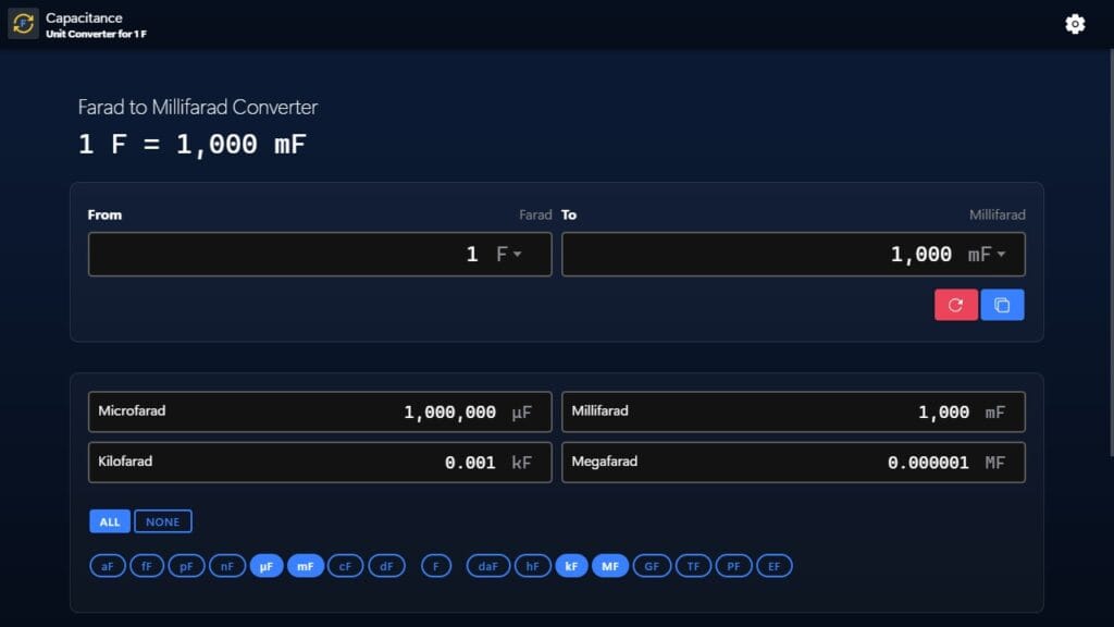 Capacitance Converter User Interface